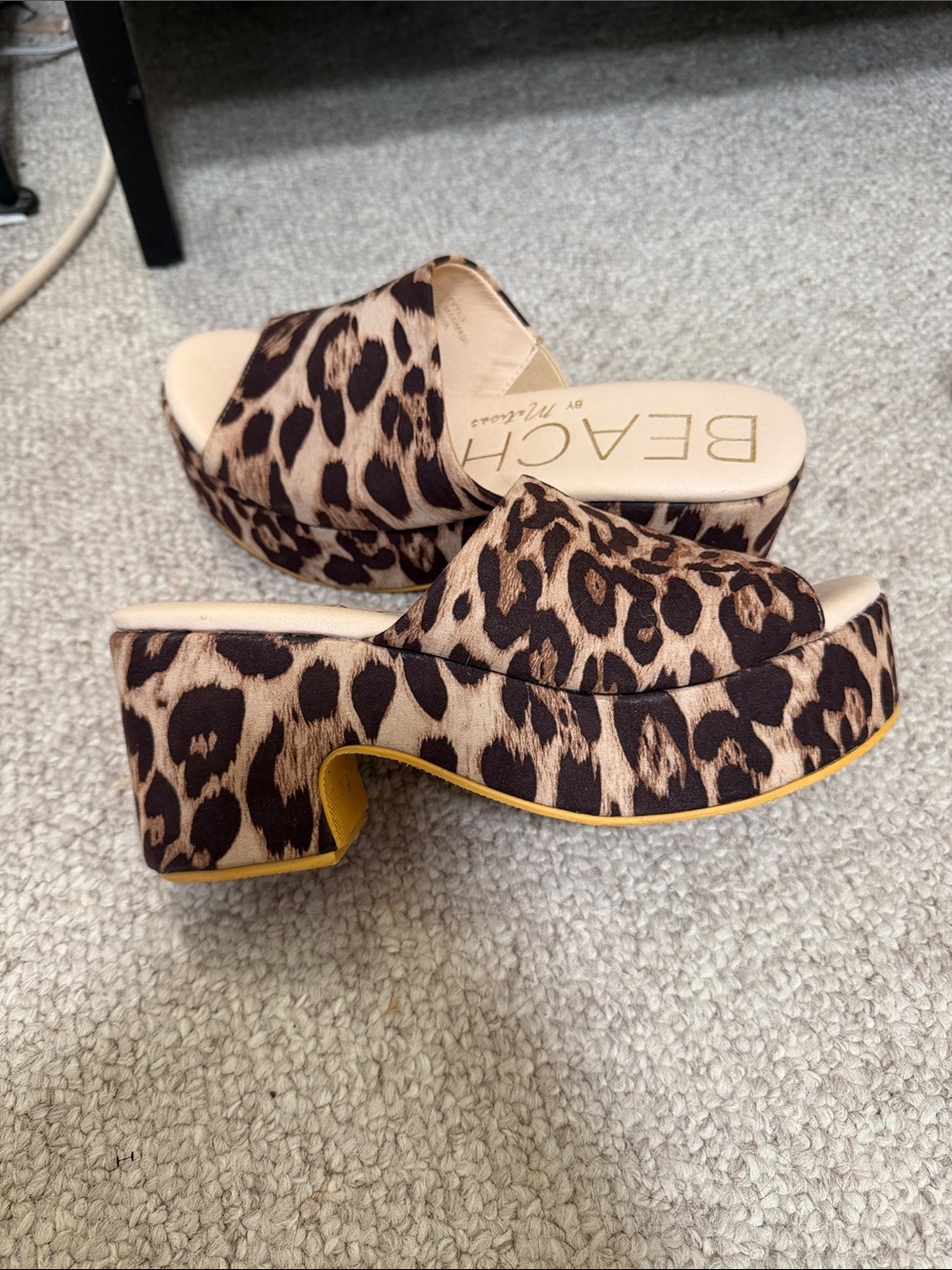 BEACH by Matisse Leopard Platform Slide Mules - Brown